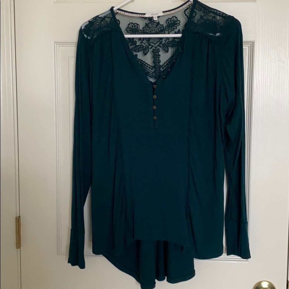 Hunter green lace top
